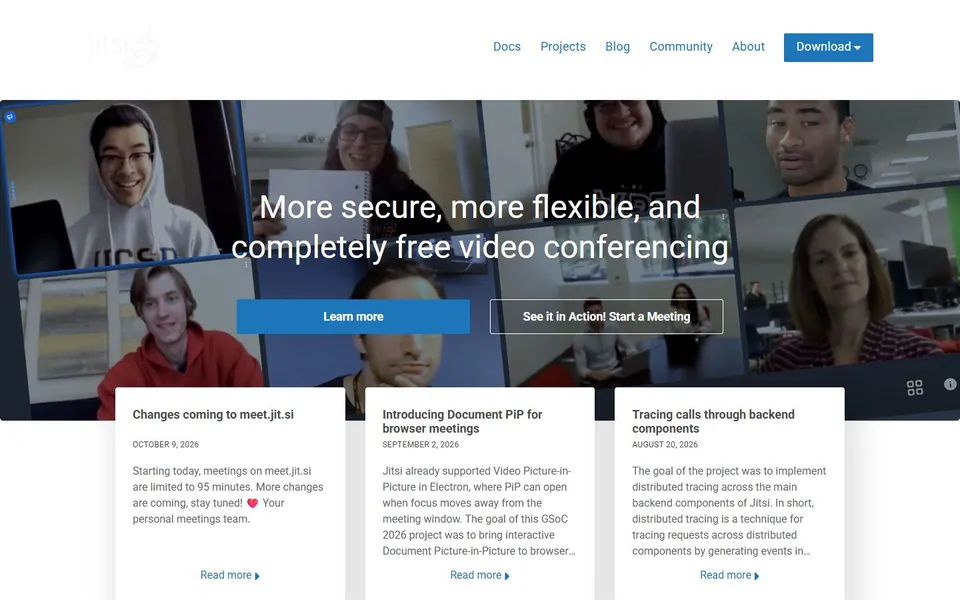 Jitsi – Ansicht der Anbieter-Website
