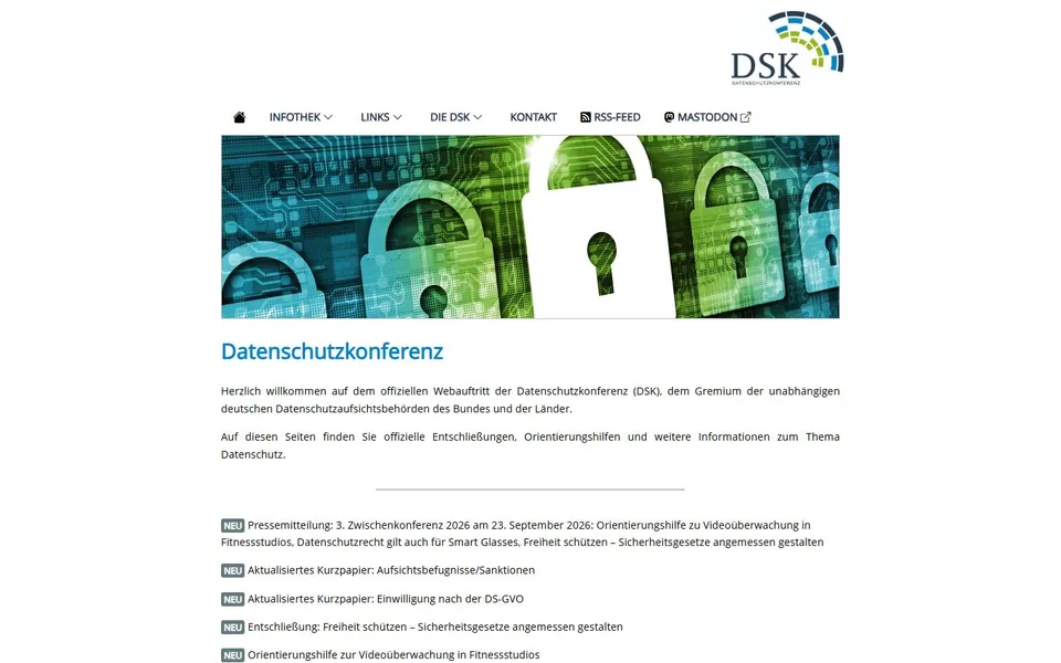 Datenschutzkonferenz – Ansicht der Anbieter-Website