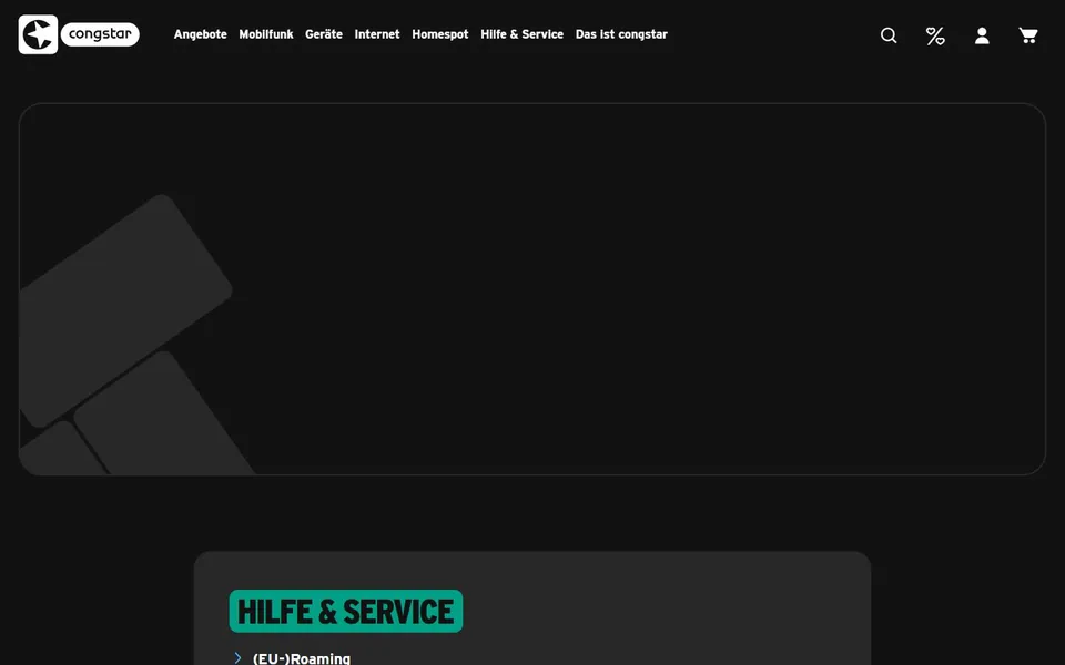 congstar – Ansicht der Anbieter-Website