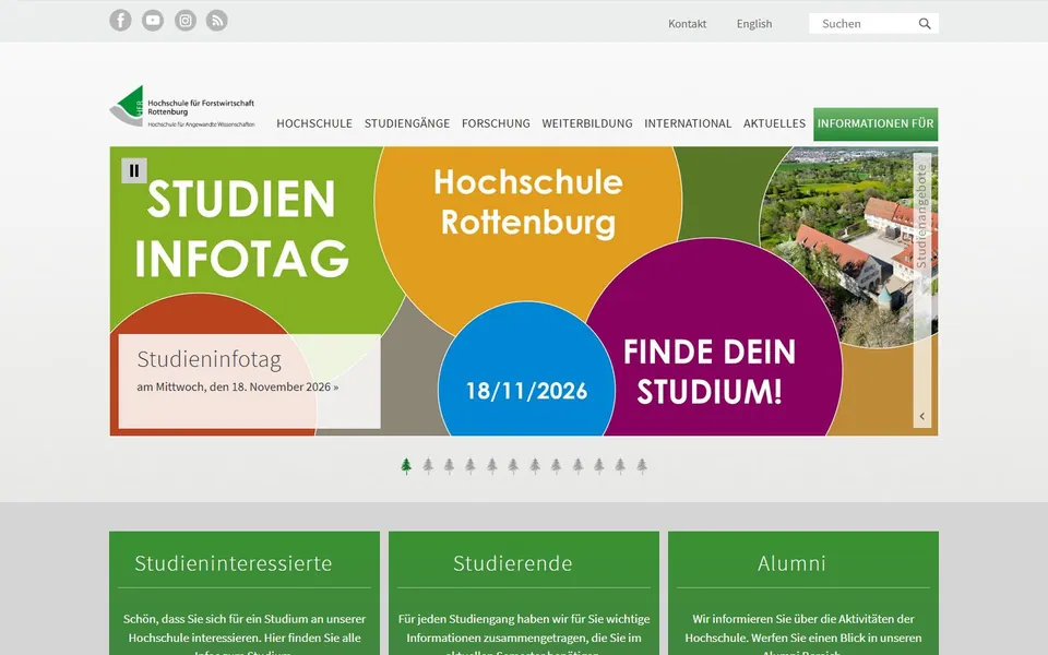 Hochschule für Forstwirtschaft Rottenburg – Ansicht der Anbieter-Website