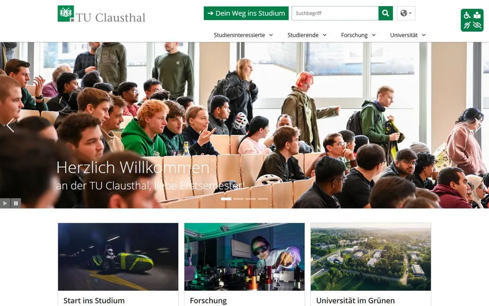 Technische Universität Clausthal – Ansicht der Anbieter-Website