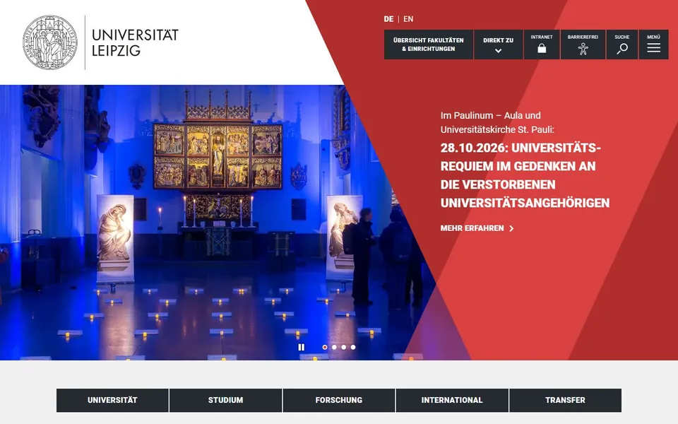 Universität Leipzig – Ansicht der Anbieter-Website