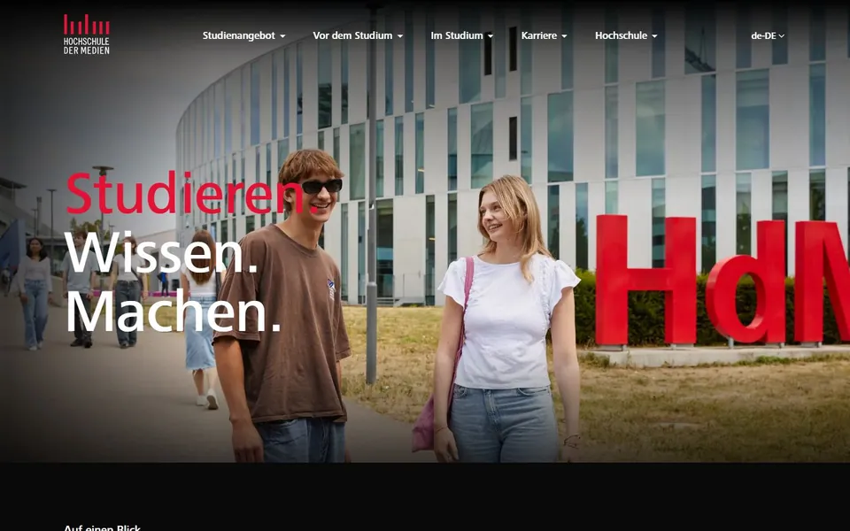 Hochschule der Medien Stuttgart – Ansicht der Anbieter-Website
