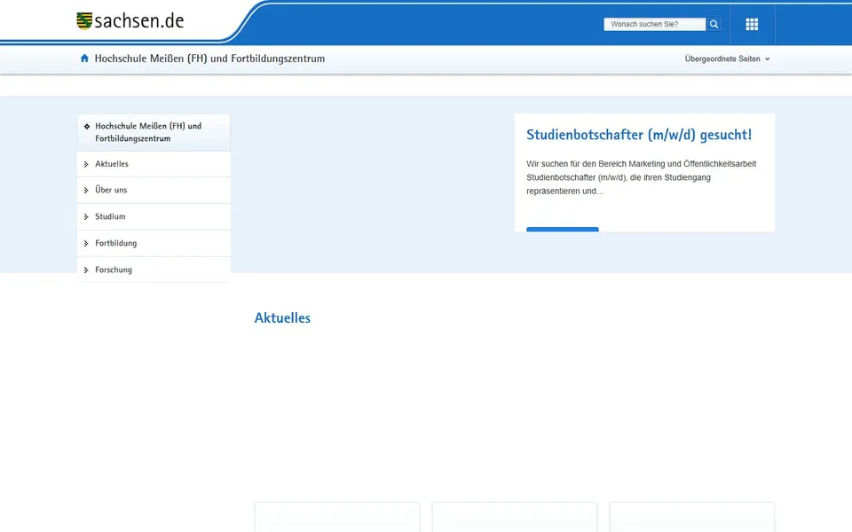 Hochschule Meißen (FH) und Fortbildungszentrum – Ansicht der Anbieter-Website
