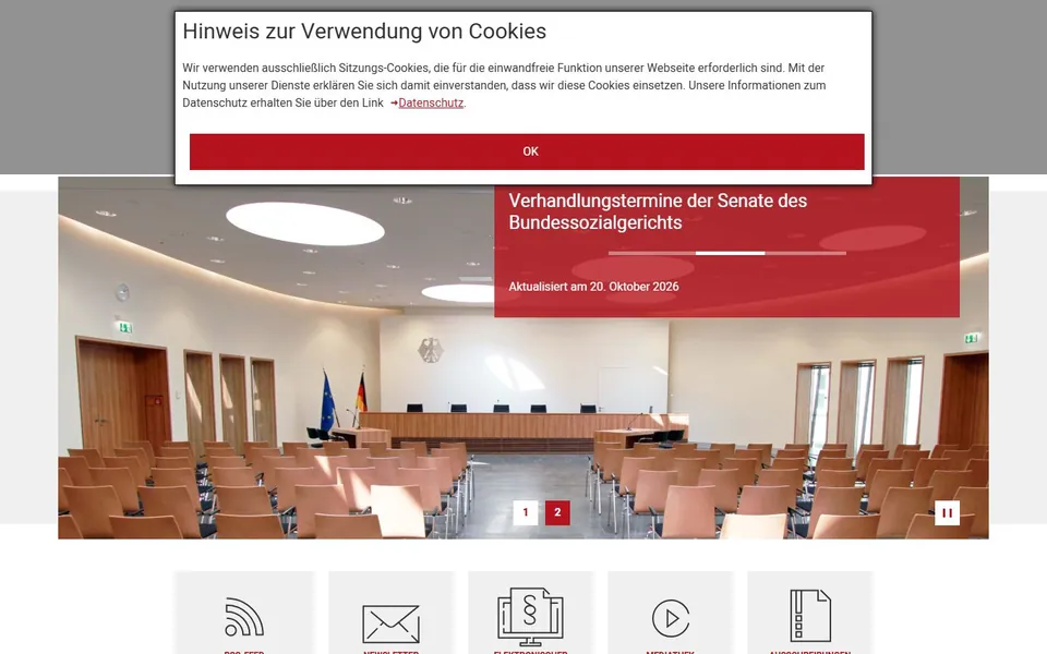 Bundessozialgericht – Ansicht der Anbieter-Website