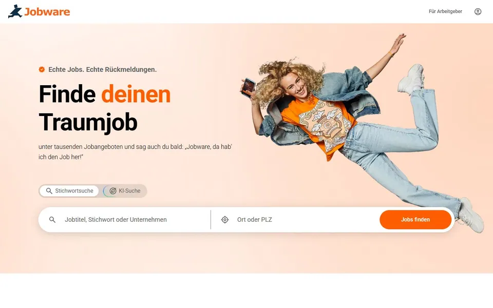 Jobware – Ansicht der Anbieter-Website