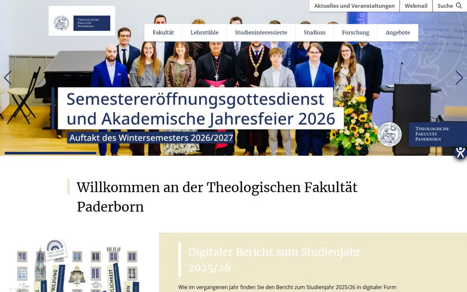 Theologische Fakultät Paderborn – Ansicht der Anbieter-Website