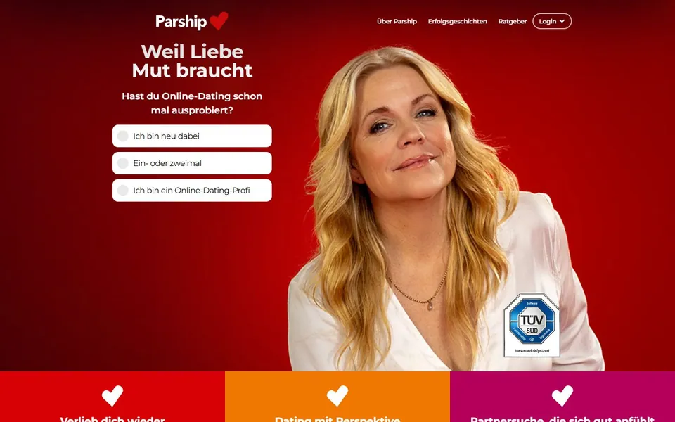 Parship – Ansicht der Anbieter-Website