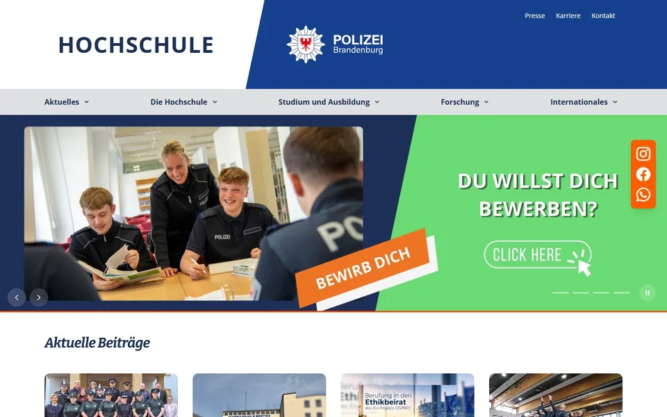 Hochschule der Polizei des Landes Brandenburg – Ansicht der Anbieter-Website