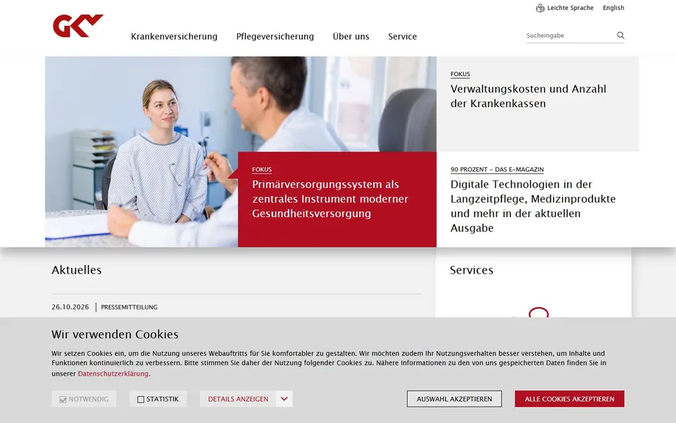 GKV-Spitzenverband – Ansicht der Anbieter-Website