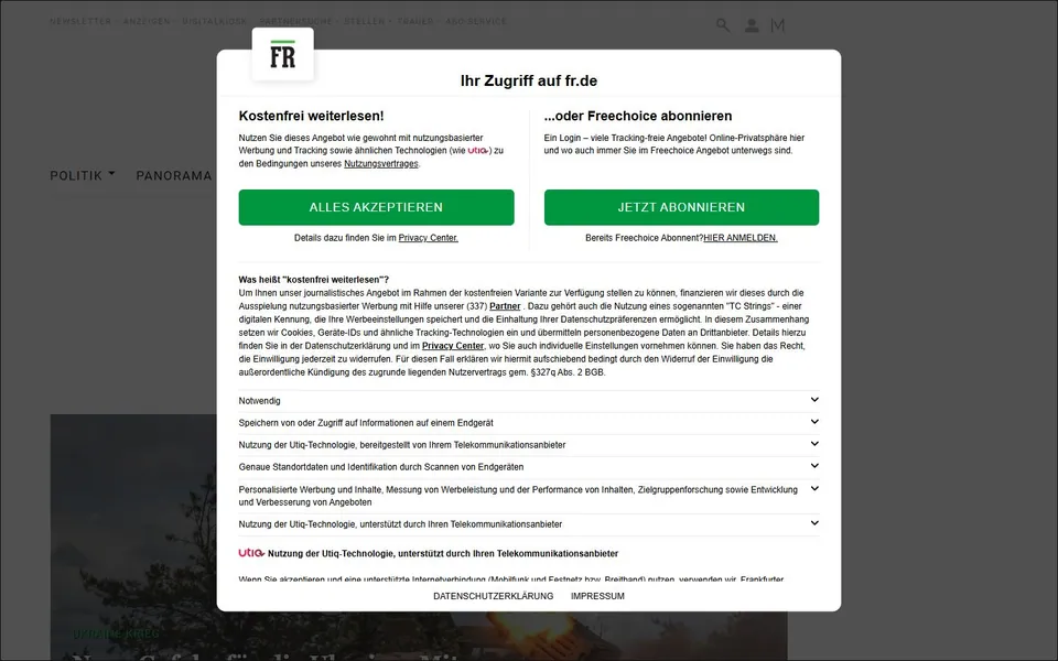 FRANKFURTER RUNDSCHAU – Ansicht der Anbieter-Website