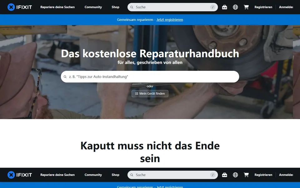iFixit – Ansicht der Anbieter-Website