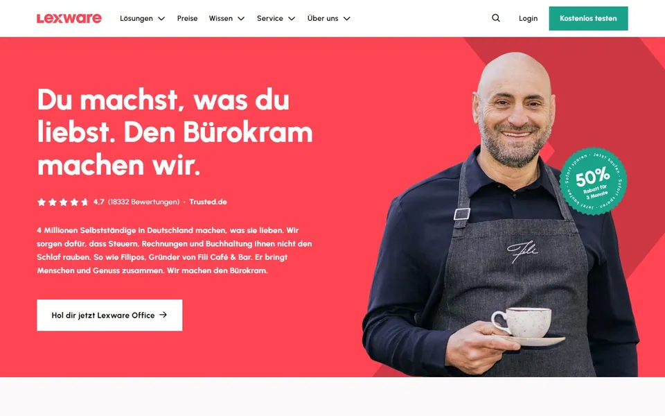Lexware – Ansicht der Anbieter-Website
