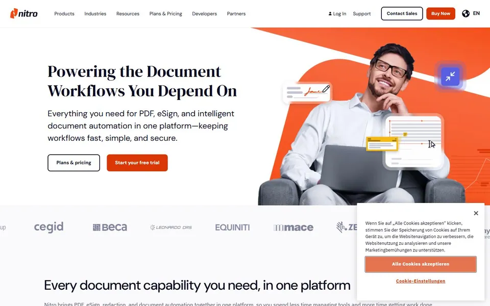 Nitro – Ansicht der Anbieter-Website