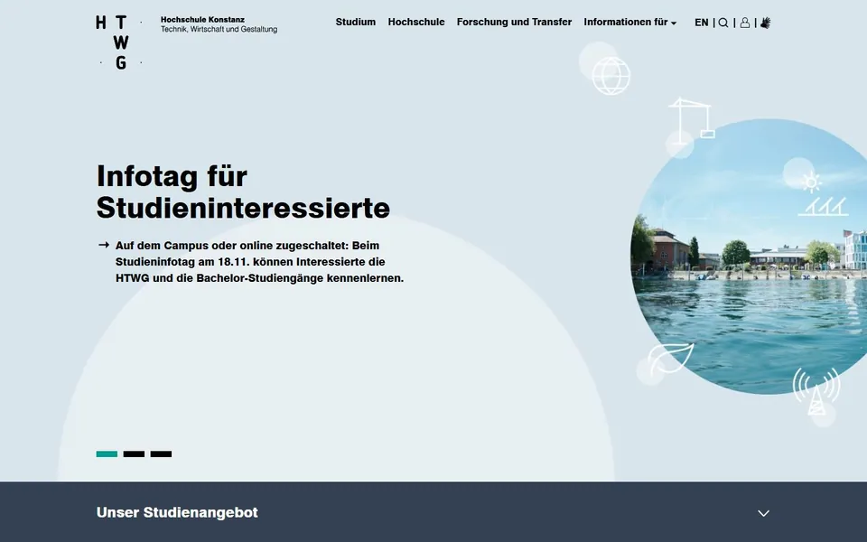 Hochschule Konstanz - Technik, Wirtschaft und Gestaltung – Ansicht der Anbieter-Website