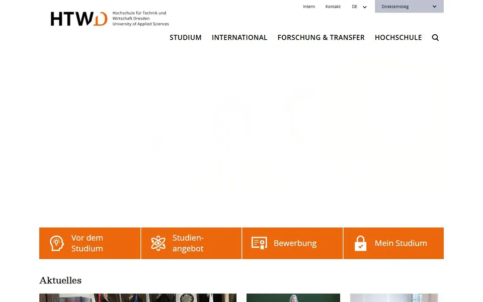 Hochschule für Technik und Wirtschaft Dresden – Ansicht der Anbieter-Website