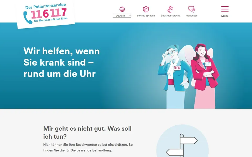 116117 – Ansicht der Anbieter-Website