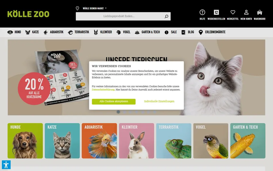 Kölle Zoo – Ansicht der Anbieter-Website