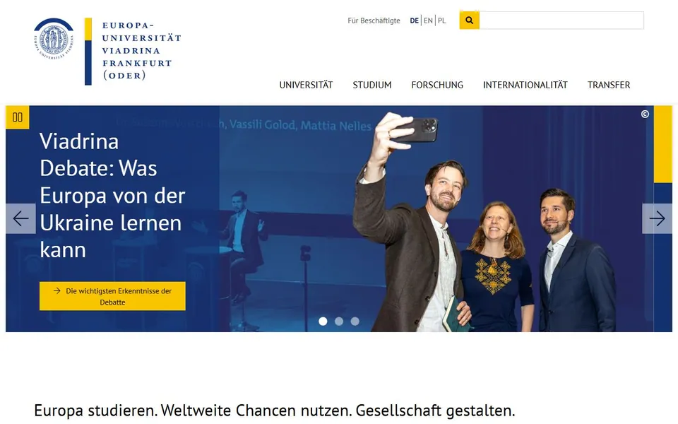 Europa-Universität Viadrina Frankfurt (Oder) – Ansicht der Anbieter-Website