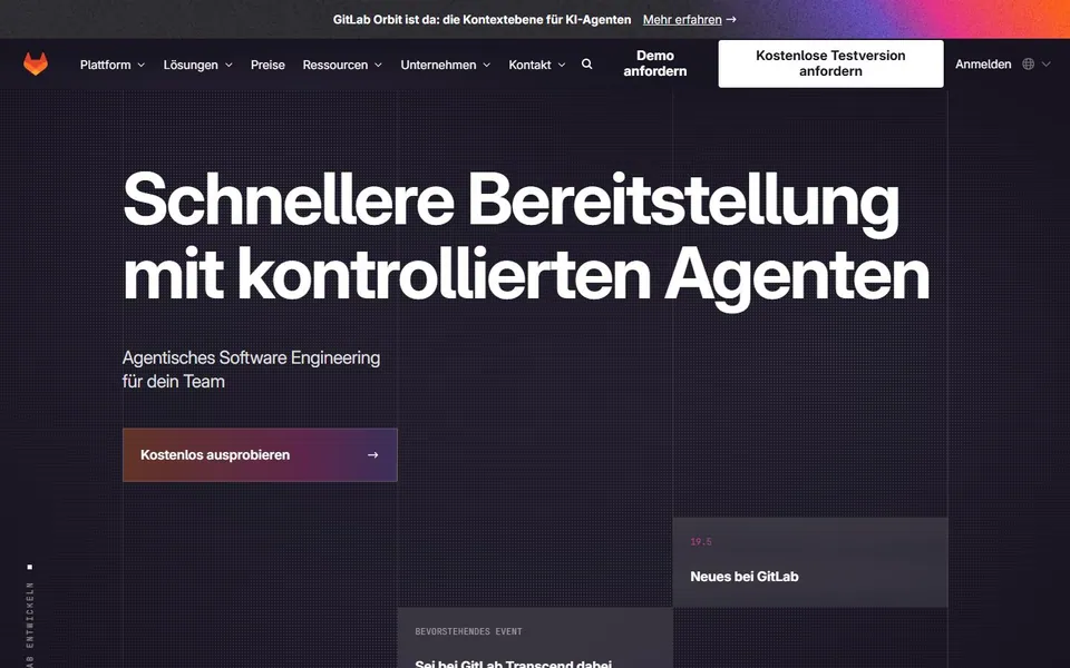 GitLab – Ansicht der Anbieter-Website