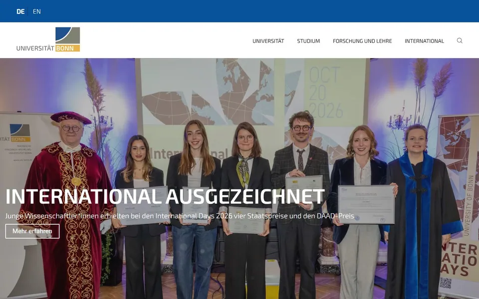 Rheinische Friedrich-Wilhelms-Universität Bonn – Ansicht der Anbieter-Website