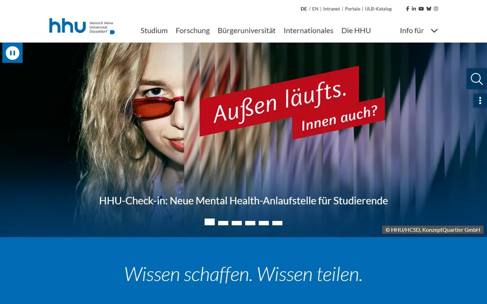Heinrich-Heine-Universität Düsseldorf – Ansicht der Anbieter-Website