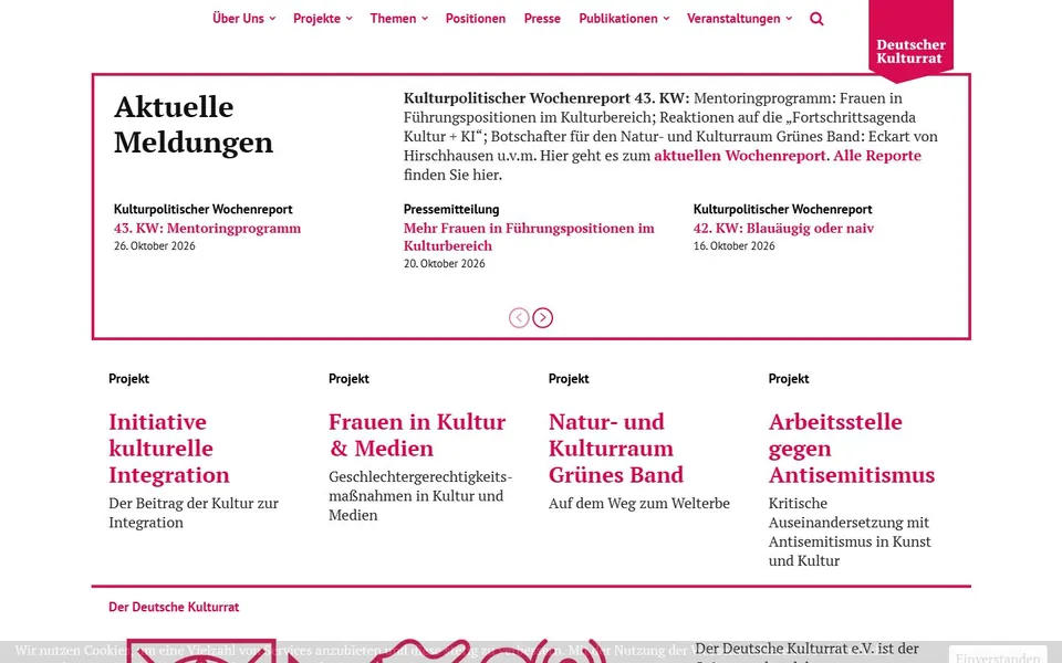 Deutscher Kulturrat – Ansicht der Anbieter-Website