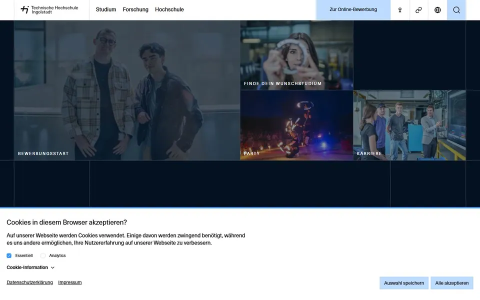 Technische Hochschule Ingolstadt – Ansicht der Anbieter-Website