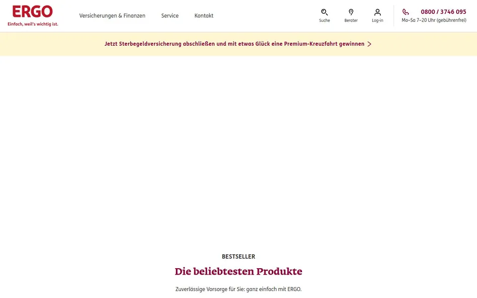 ERGO – Ansicht der Anbieter-Website