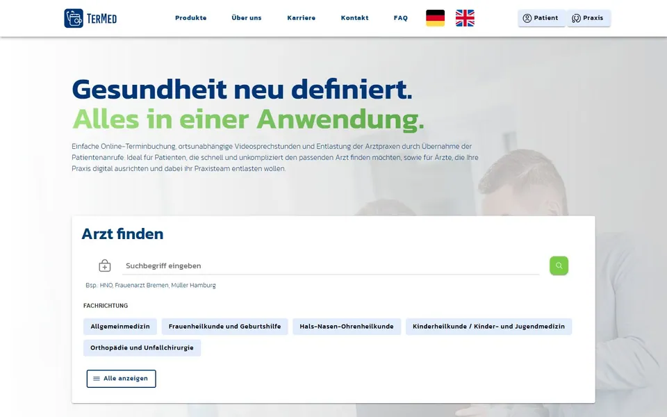 Termed – Ansicht der Anbieter-Website