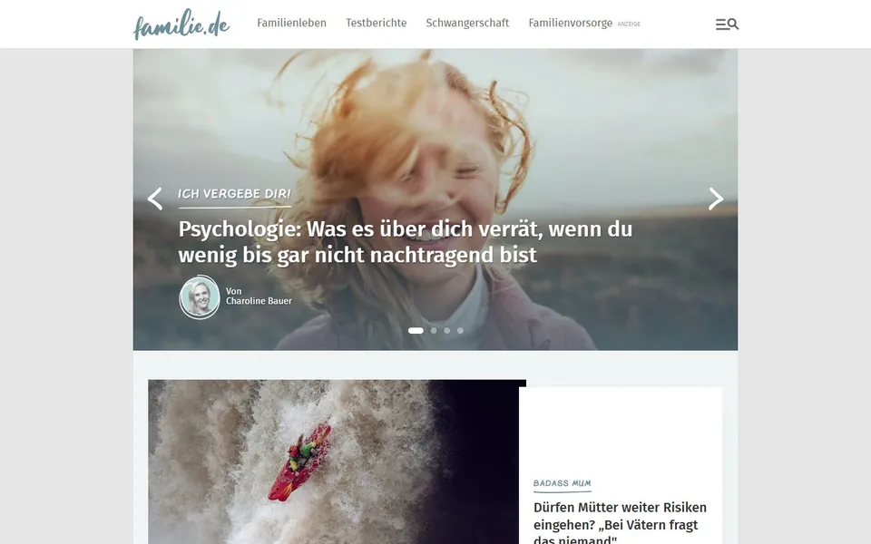 familie.de – Ansicht der Anbieter-Website