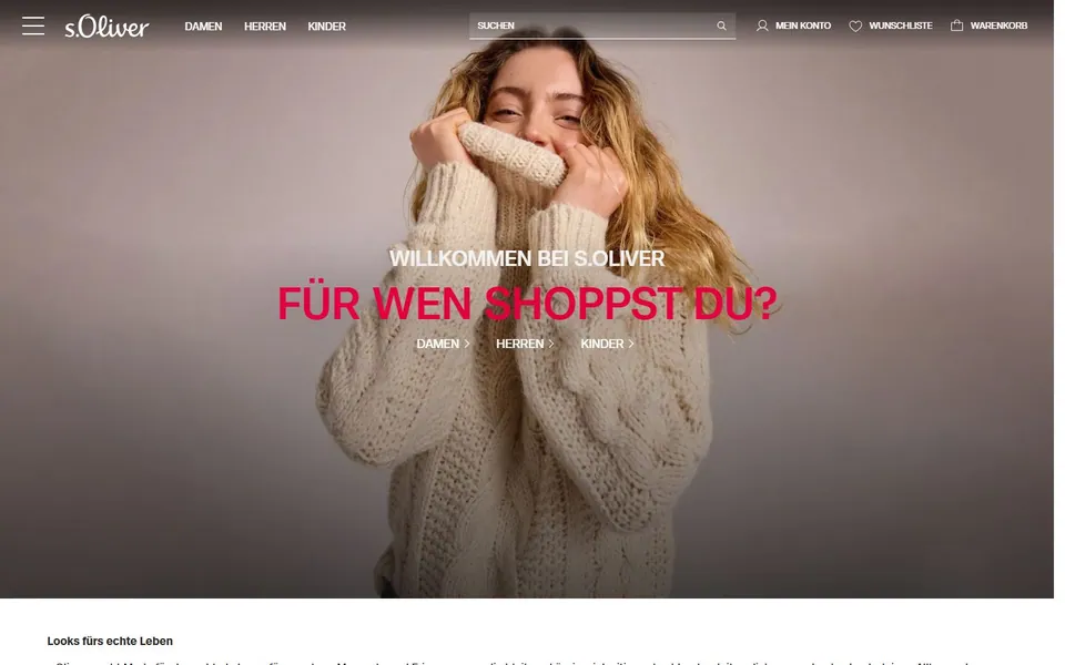s.Oliver – Ansicht der Anbieter-Website