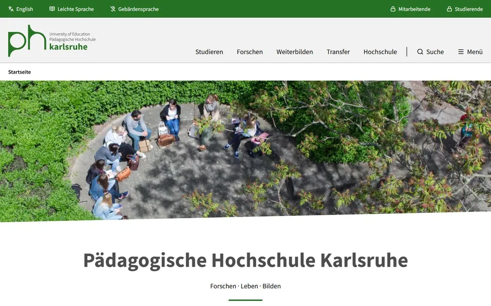 Pädagogische Hochschule Karlsruhe – Ansicht der Anbieter-Website
