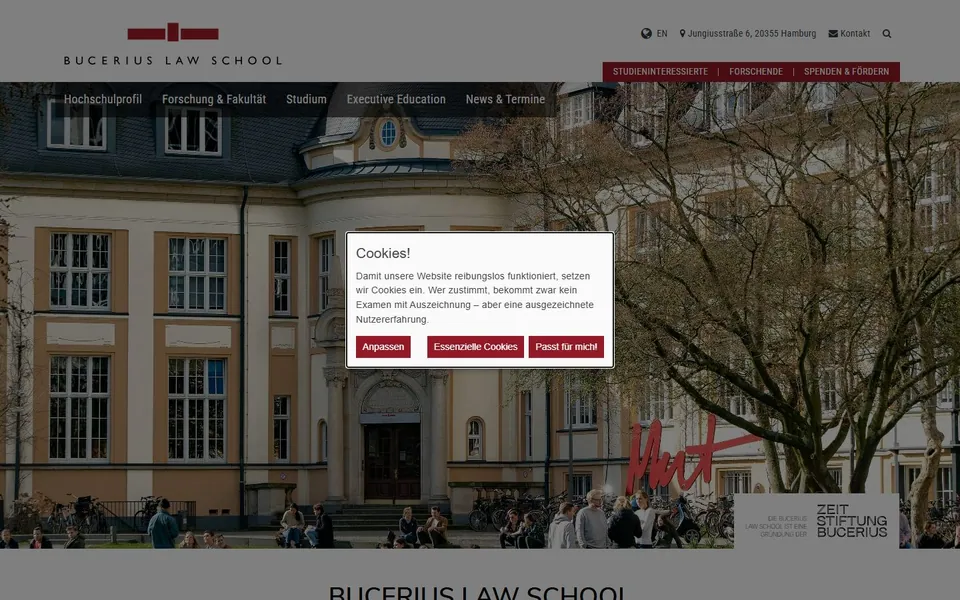 Bucerius Law School – Ansicht der Anbieter-Website