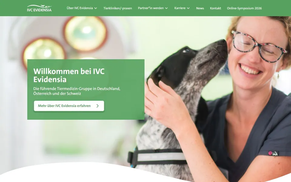 evidensia – Ansicht der Anbieter-Website