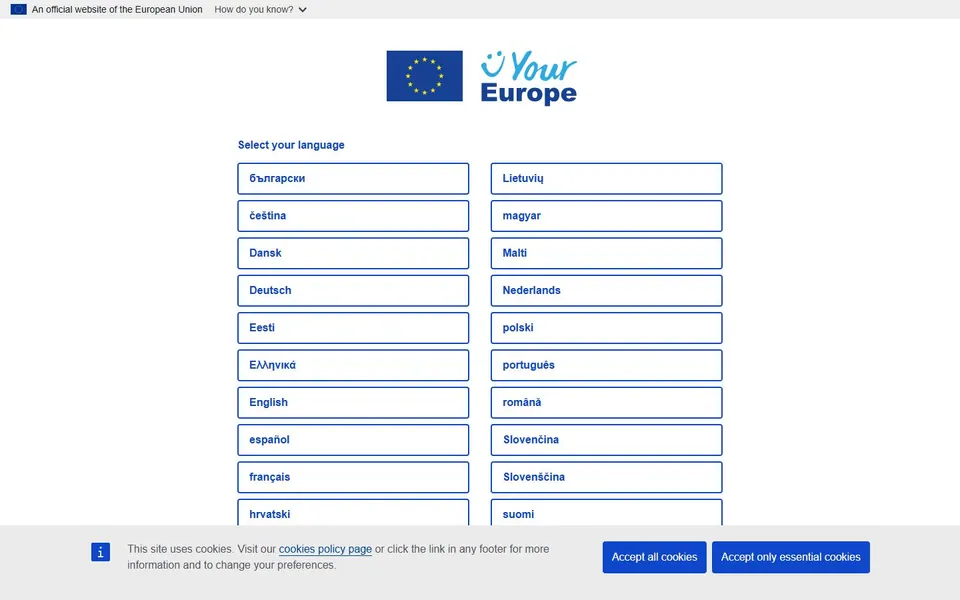 Your Europe – Ansicht der Anbieter-Website