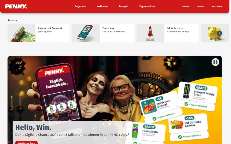 PENNY – Ansicht der Anbieter-Website